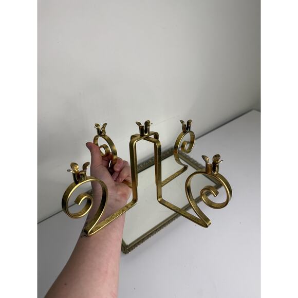 Vintage Gold Metal 5 holder Candelabra , Hollywood Regency , Gold Candle - Picture 9 of 10
